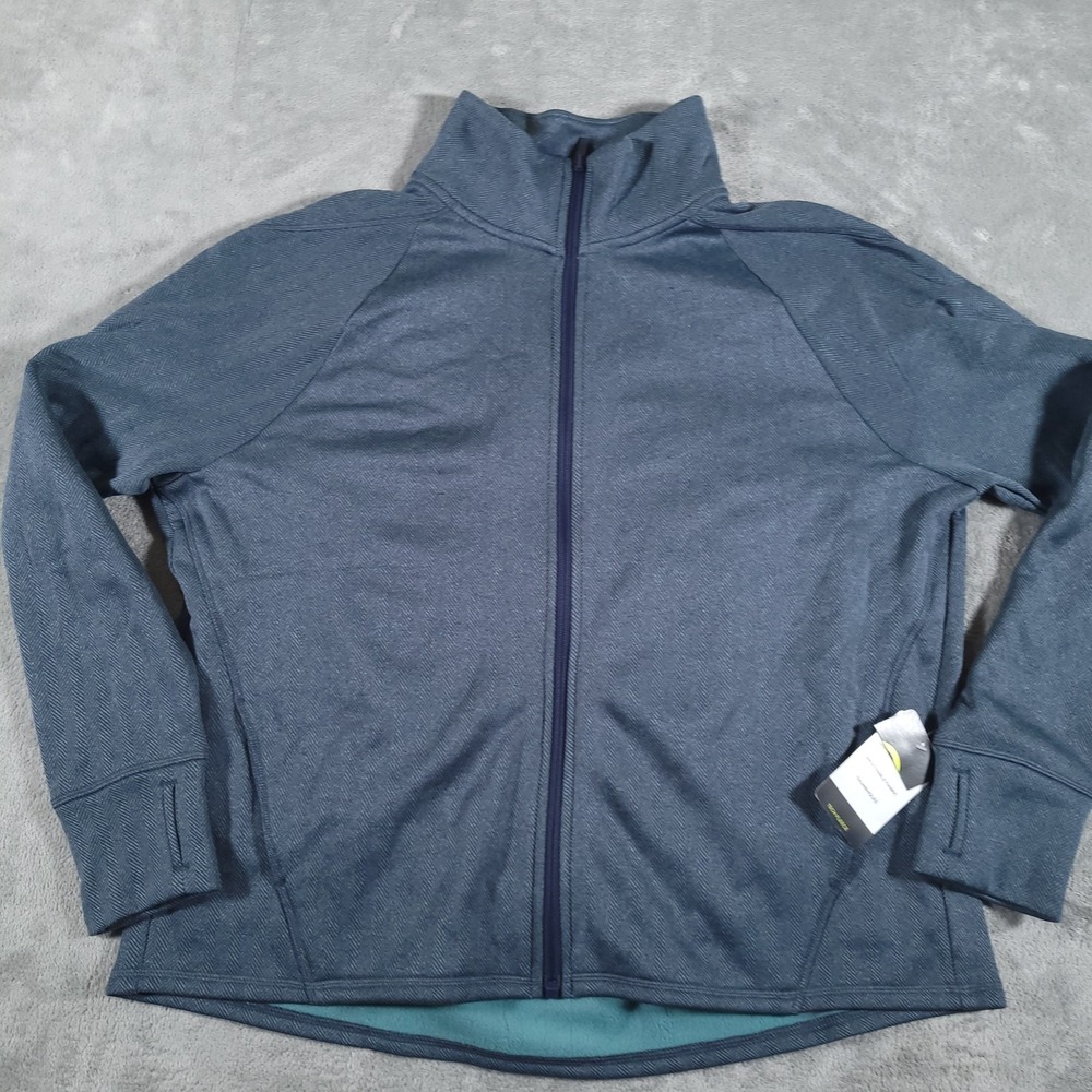 Champion C9 Track Jacket Womens Green Herringbone Full Zip Tech Fleece